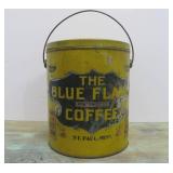 Antique Saint Paul BLUE FLAME COFFEE 5lb Metal Advertising Can w/Lid