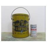 Antique Saint Paul BLUE FLAME COFFEE 5lb Metal Advertising Can w/Lid