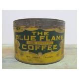 2 Antique Advertising Coffee Cans w/Lids - Blue Flame & Gold Bond
