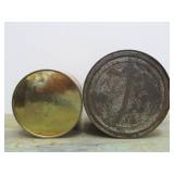 2 Antique Advertising Coffee Cans w/Lids - Blue Flame & Gold Bond