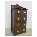 Primitive Old Folk Art 8-Drawer Spice Cabinet Made from Old Cigar Boxes