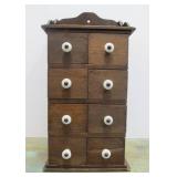 Primitive Old Folk Art 8-Drawer Spice Cabinet Made from Old Cigar Boxes