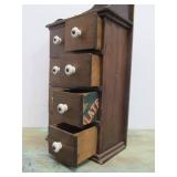 Primitive Old Folk Art 8-Drawer Spice Cabinet Made from Old Cigar Boxes