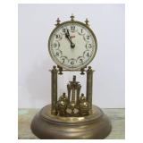 Vintage SCHATZ German Brass Anniversary Clock w/Dome Top