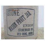Antique Red Wing Stoneware Mason Fruit Jar w/Lid (Hairline)