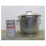 Mid Century Italian Hammered Aluminum Ice Bucket