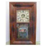 19th Century Antique 'Extra Brass' Wall Clock - H. Welton & Company w/Hand Painted Scene