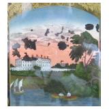 19th Century Antique 'Extra Brass' Wall Clock - H. Welton & Company w/Hand Painted Scene