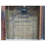 19th Century Antique 'Extra Brass' Wall Clock - H. Welton & Company w/Hand Painted Scene