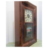 19th Century Antique 'Extra Brass' Wall Clock - H. Welton & Company w/Hand Painted Scene