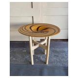 Side Table w/Large Swirled Art Glass Top