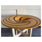 Side Table w/Large Swirled Art Glass Top