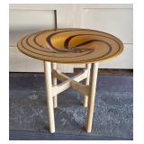 Side Table w/Large Swirled Art Glass Top