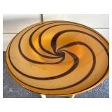 Side Table w/Large Swirled Art Glass Top