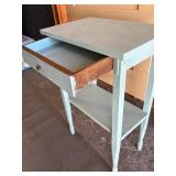 Old Vintage Turquoise Painted Wood Side Table w/Drawer