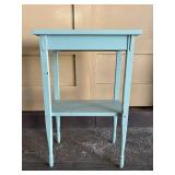 Old Vintage Turquoise Painted Wood Side Table w/Drawer