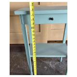 Old Vintage Turquoise Painted Wood Side Table w/Drawer