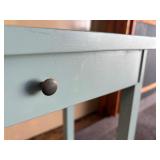 Old Vintage Turquoise Painted Wood Side Table w/Drawer