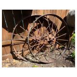 Matching Pair of Antique Iron Studded Wagon Wheels - 40'