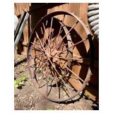 Matching Pair of Antique Iron Studded Wagon Wheels - 40'