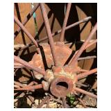 Matching Pair of Antique Iron Studded Wagon Wheels - 40'