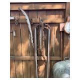Lot of Primitive Antique Rustic Items Tools Milk Can etc
