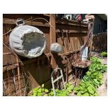 Contents of Fence - Antique Primitive items, Cast iron, Antique Hay Loaders etc