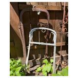 Contents of Fence - Antique Primitive items, Cast iron, Antique Hay Loaders etc
