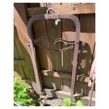 Contents of Fence - Antique Primitive items, Cast iron, Antique Hay Loaders etc