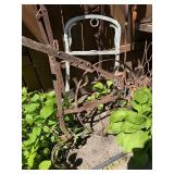 Contents of Fence - Antique Primitive items, Cast iron, Antique Hay Loaders etc