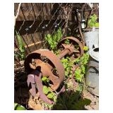Large Group of Primitive Antique Items - 2 Gates, Watering Cans, Cast Iron Pump etc
