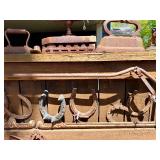 Large Lot of Antique Cast Iron Items - Many Irons, Horseshoes, Jacks etc