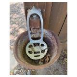 Old Vintage Cast Iron Farm Cattle Watering Bowl Fountain