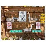 Contents of Fence Wall - Primitives, Antiques, Signs Cast Iron Items etc
