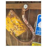 Contents of Fence Wall - Primitives, Antiques, Signs Cast Iron Items etc