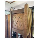 Working Antique Mission Oak Grandfather Clock w/ Pendulum & Weights