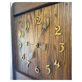 Working Antique Mission Oak Grandfather Clock w/ Pendulum & Weights