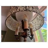 Very Nice Mid Century Torchiere Floor Lamp w/Fiberglass Shade