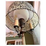Very Nice Mid Century Torchiere Floor Lamp w/Fiberglass Shade