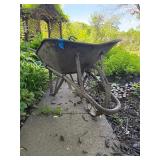 Vintage 1930's Industrial Steel Wheelbarrow