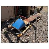 Very Cool Vintage 7' Wooden Steerable Snow Sled
