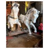 Neat Old Vintage Coin-Operated Ride On Horse Drawn Fire Wagon - AS IS
