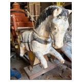Neat Old Vintage Coin-Operated Ride On Horse Drawn Fire Wagon - AS IS