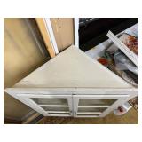 Vintage Painted Wood Corner Cabinet w/Shelves - White