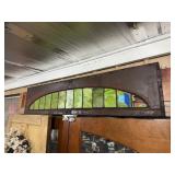 Large Antique Stained Glass Arched Window - AS IS
