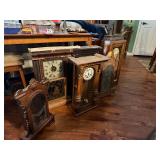 Lot of 4 Antique etc Ogee & other Shelf Clocks & 1 Clock Case