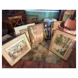 Large Estate Lot of Vintage Artwork - Paintings Signed Prints etc