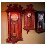 3 Working Antique German etc Wall Clocks
