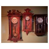 3 Working Antique German etc Wall Clocks