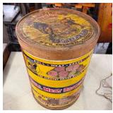 Very Cool Antique Bull-Meat Brand Flour Barrel w/Original Lid - Great Graphics!
